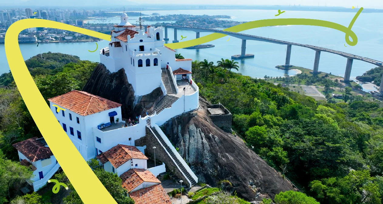 Foto aérea da enseada de Vitória em espirito santo
