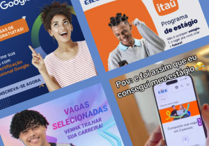 Capa com recorte de posts do Instagram do CIEE